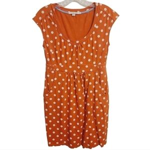Boden | Women's Orange & White Polka Dot Weekend Jersey Dress (US Size 6P)